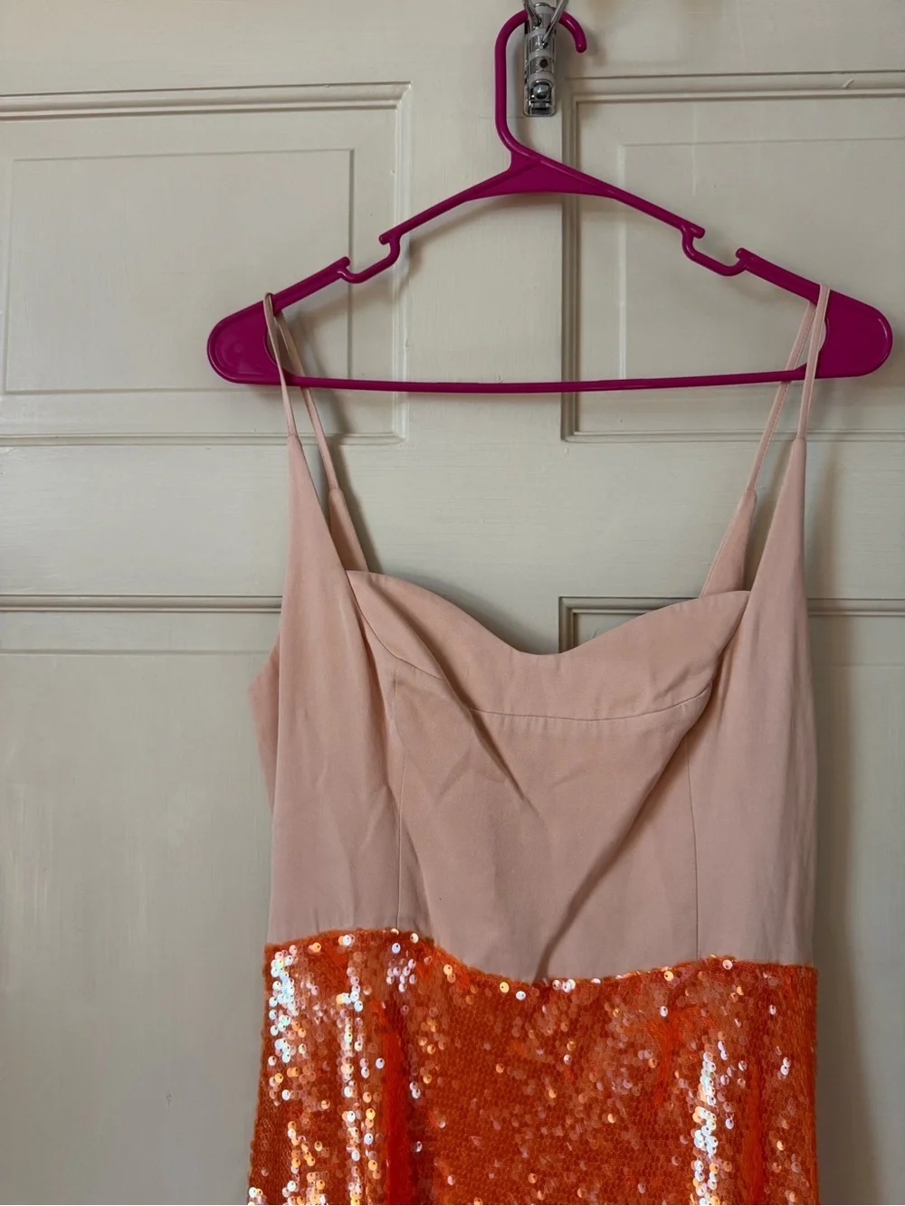 Anthropologie Orange Sequin Midi Skirt with Side Slit - Picture 5 of 10